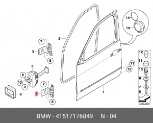 петля двери передней!\ BMW E60/E61 41 51 7 176 849 BMW