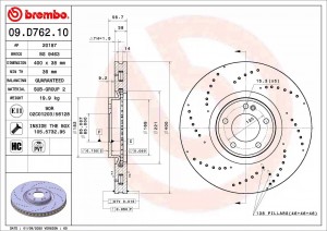 Диск тормозной 09.D762.10 09D76210 BREMBO