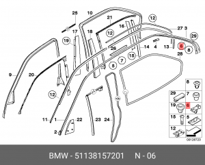 клипса крепления подкрылка!\BMW 7-Series, E38 51 13 8 157 201 BMW