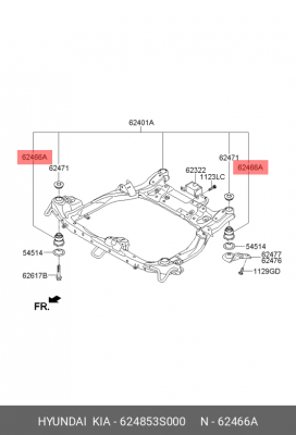 Сайлентблок HYUNDAI Elantra (06-) подрамника переднего OE 624853S000 HYUNDAI KIA