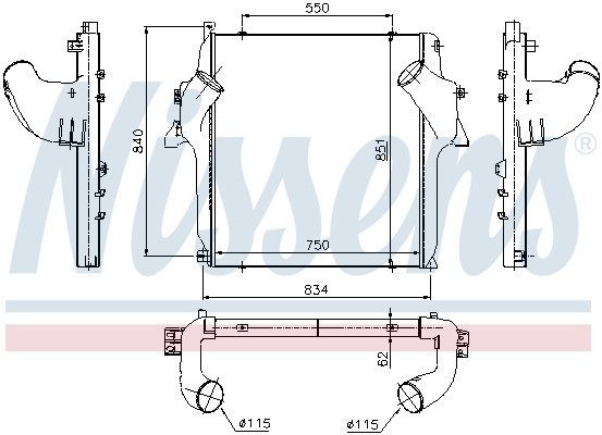 Радиатор интеркулера 852*752*68 MB ACTROS 96972 NISSENS