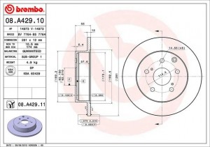 08.A429.10 диск тормозной задний!\ Toyota RAV4 2.0/2.2D 06> 08A42910 BREMBO