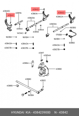 Штифт HYUNDAI Porter вилки КПП OE 4384239000 HYUNDAI KIA
