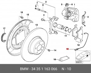 датчик износа колодок!\ BMW E39/E52 all 95> 34 35 1 163 066 BMW