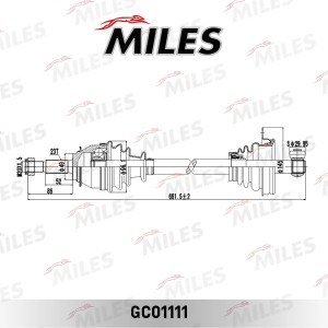 Привод в сборе левый RENAULT LOGAN MCV/LADA LARGUS (GKN 304511) GC01111 GC01111 MILES