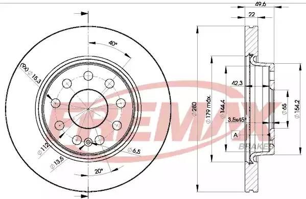 диск тормозной передний!\ Audi A3, Skoda Octavia, VW Golf 1.4-2.0TDi 03> BD5614 FREMAX