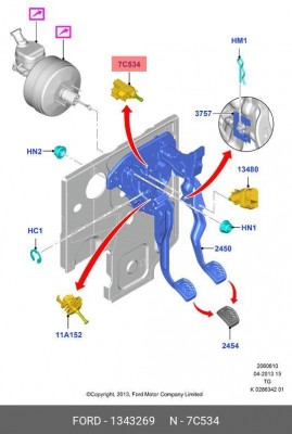 Выключатель FORD Focus (04-) стоп-сигнала OE 1 343 269 FORD