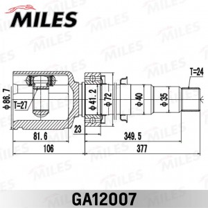 ШРУС внутренний правый TOYOTA CAMRY ACV40/GSV40 2006- GA12007 GA12007 MILES