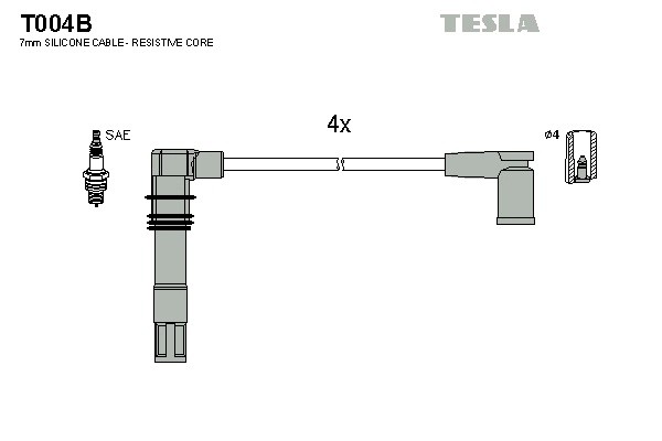 к-кт проводов!\ Audi A2 1.4, VW Golf 4/Bora/Polo 1.4/1.6 V4 97> T004B TESLA