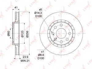 Диск тормозной передний (256x24) BN-1121 LYNXAUTO