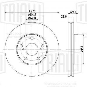 Диск торм. Toyota Camry (96-) перед. d=275 R15 (DF 190320)  2шт DF 190320 TRIALLI