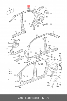 Кронштейн VW Polo (11-) крыла заднего правого OE 6RU810348 VAG