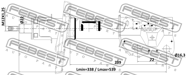 Амортизатор передний левый GAS.TWIN TUBE 05110-001FL FEBEST