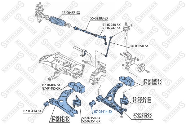 сайлентблок рычага пер.!\Audi A3,VW Golf 04>/Touran 03> 87-03414-SX STELLOX