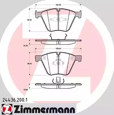 Колодки тормозные BMW X5 (E70),X6 (E71) передние (4шт.) ZIMMERMANN 24436.200.1 ZIMMERMANN