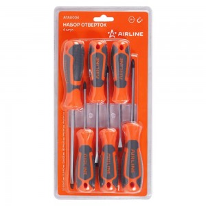 Набор отвёрток 6 пр. (SL5x75mm, SL5x100mm, SL6x125mm, PH1x75mm, PH1x100mm, PH2x1 ATAU004 AIRLINE