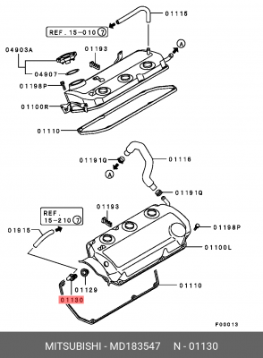 Клапан MITSUBISHI вентиляции картера OE MD183547 MITSUBISHI