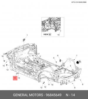 Заглушка CHEVROLET OPEL кузова дренажная OE 96845649 GENERAL MOTORS