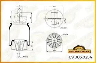 Пневморессора Premium со стаканом (пластик) кронштейн +возд. / 1 шп.; Stralis (з 090030254 SONDER