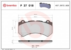 Колодки тормозные P37018 P37018 BREMBO