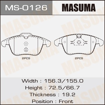 колодки дисковые перед.!\ Ford Galaxy/S-max/Mondeo 2.0/1.8TDCi/2.0TDCi 06> MS0126 MASUMA