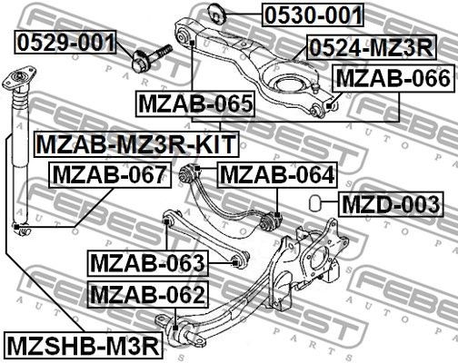 Сайлентблок задн тяги MAZDA 3 BK 2003-2008 MZAB-066 MZAB066 FEBEST