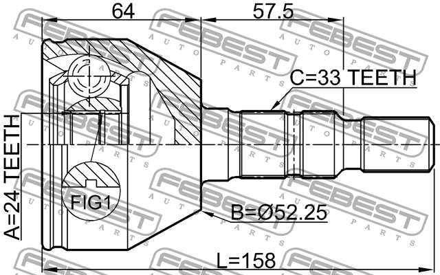 ШРУС наружный 24X52.25X33 1810-Z18 FEBEST