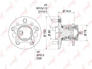 Ступица TOYOTA Camry (01-11) задняя правая LYNX WH-1217 LYNXAUTO