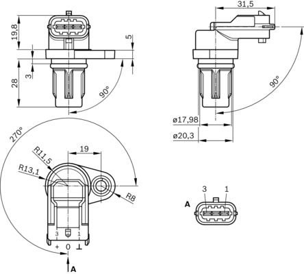 Датчик положения распредвала ГАЗель Next дв.А-274 (EvoTech 2.7) ВОSСH 0 232 103 097 BOSCH