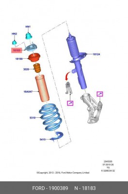 Опора амортизатора FORD Transit (06-) переднего OE 1 900 389 FORD