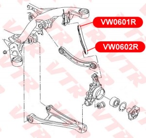 VW0602R САЙЛЕНТБЛОК ПОПЕРЕЧНОЙ ТЯГИ ЗАДНЕЙ ПОДВЕСКИ, НАРУЖНЫЙ VW0602R VTR