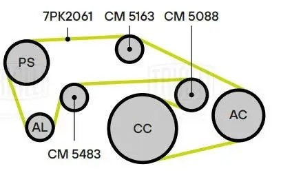 Ролик приводного ремня опорный ребристый CM5163 TRIALLI