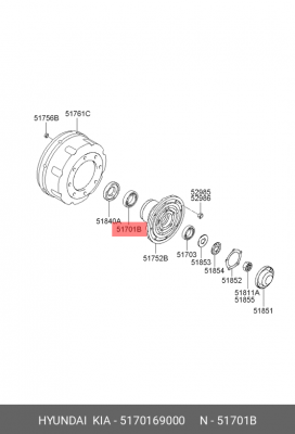 Подшипник ступицы HYUNDAI HD160,170,260,270,AeroQueen передней внутренний OE 5170169000 HYUNDAI KIA