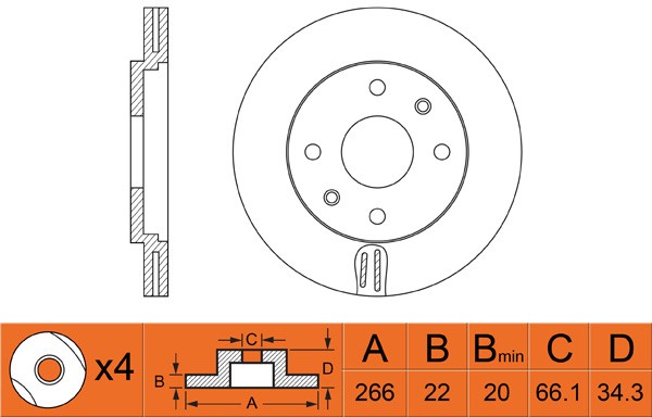 Диск тормозной передние CITROEN C3/C4/C5 03/BERLINGO 96/PEUGEOT 206/307/PARTNER  RN1152 NIBK